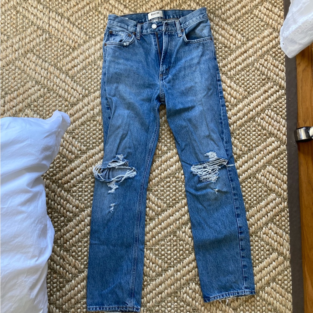 AGolde 90s High Rise Pinch Waist Distressed